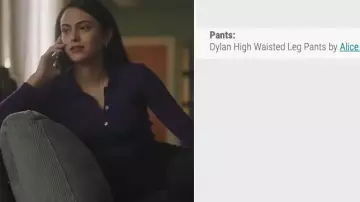 Pantalon noir "pattes d'éléphants" porté par Veronica Lodge (Camila Mendes) dans Riverdale (S05E10)
