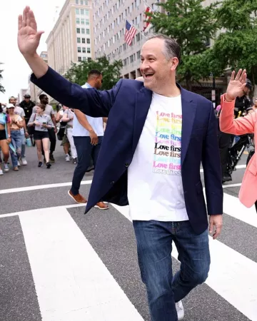 Love First T-Shirt of Doug Emhoff on the Instagram account @khantdesigns