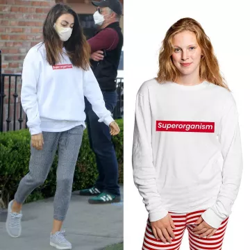 Superorganism Crewneck Sweatshirt of Mila Kunis on the Instagram account @khantdesigns