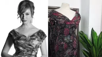1950s style dress man men style dress wiggle dress of Joan Harris (Christina Hendricks) in Mad Men 