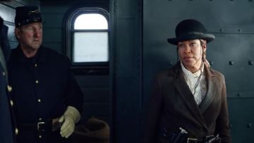 Brown leather Coat worn by Trudy Smith (Regina King) in The Harder They Fall