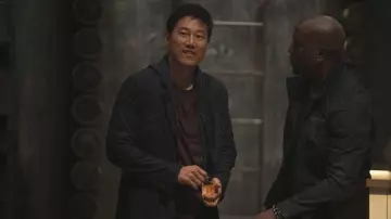 Black Leather Jacket worn by Han (Sung Kang) as seen in F9