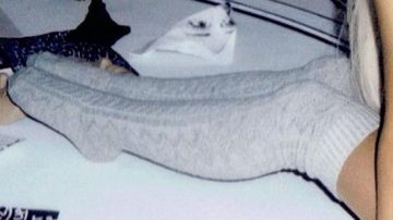 Grey knee high socks with diamond pattern of Ariana Grande in Ariana Grande in No Tears Left To Cry