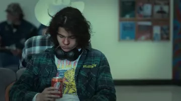 Playboy Plaid Flannel Button Up Shirt worn by Bear (D'Pharaoh Woon-A-Tai) as seen in Reservation Dogs TV series (S01E02)