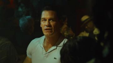 Lacoste polo shirt in white worn by Peacemaker (John Cena) as seen in The Suicide Squad movie