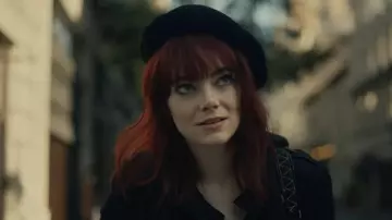 Black Beret Hat worn by Estella / Cruella (Emma Stone) as seen in Cruella movie