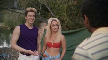 Purple T-shirt worn by Xavier Plympton (Cody Fern) in American Horror Story TV series (Season 9 Episode 6)