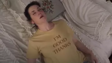 I am Good Thanks Yellow T-Shirt worn by Hannah (Melanie Lynskey) in Lady of the Manor movie