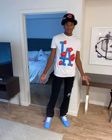 La paire de Nike Air Force 1 Low Off-White MCA University Blue de Jalen Green sur son compte Instagram @jalen