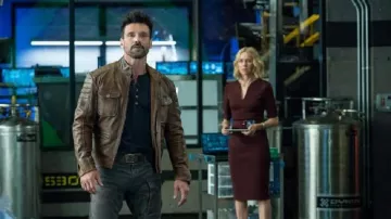 Leather jacket worn by Roy Pulver (Frank Grillo) as seen in Boss Level movie