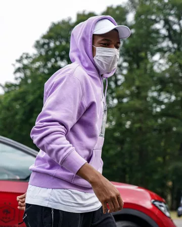 Lilac Nike SB GFX HD Hoodie worn by Kylian Mbappé on his Instagram account @k.mbappe