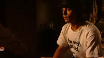 I'm with Stupid white tee worn by Sands (Johnny Depp) in Once Upon a Time in Mexico