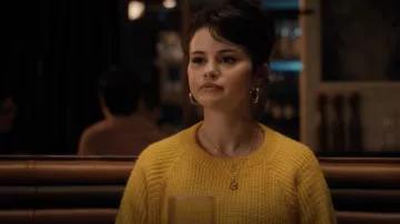 Rellery Marigold October Flower Necklace worn by Mabel Mora (Selena Gomez) as seen in Only Murders in the Building wardrobe (Season 1 Episode 1)