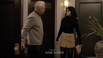 Free People Understated Buckle Mini Skirt in suede worn by Mabel Mora (Selena Gomez) as seen in Only Murders in the Building (S01E02)