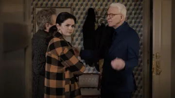 Aqua Woven Plaid Coat worn by Mabel Mora (Selena Gomez) as seen in Only Murders in the Building (S01E04)