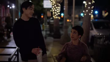 Madewell Eaton Space Dye Puff Sleeve Sweater usado por Maribel (Jillian Mercado) como se ve en The L Word: Generation Q (Temporada 2 Episodio 2)