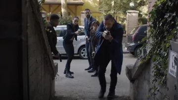 Navy Blue Trench Coat worn by Scott Forrester (Luke Kleintank) as seen in FBI: International TV series (Season 1 Episode 1)