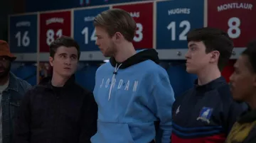 Nike Jordan Jumpman Gfx Fleece Hoodie In University Blue/black worn by Jan Maas (David Elsendoorn) as seen in Ted Lasso (S02E08)