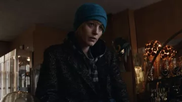 Blue Cable Knit Beanie worn by Stephanie Patrick (Blake Lively) as seen in The Rhythm Section movie