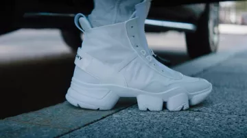 Givenchy White Jaw Nylon Sock High Top Sneakers worn by Antwan (Taika Waititi) as seen in Free Guy movie