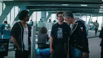 Leon Dore 'Aimé" Graphic Tee worn by Mouser (Utkarsh Ambudkar) as seen in Free Guy movie