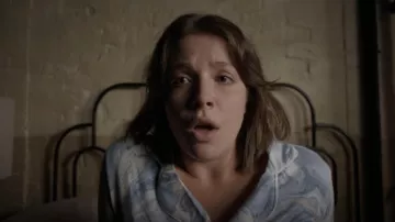 PJ Salvage Marble Pajamas in blue worn by Lea Dilallo (Paige Spara) as seen in The Good Doctor TV series (Season 5 Episode 1)