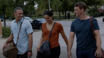 Madewell Whisper Cotton V-Neck Tee worn by Stella Kidd (Miranda Rae Mayo) as seen in Chicago Fire TV show wardrobe (Season 10 Episode 2)