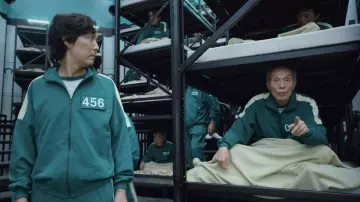Green Track Suit worn by Ki-hoon (Lee Jung-jae) as seen in Squid Game outfits (Season 1 Episode 1)