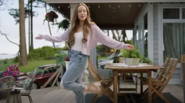 Forever 21 Geo Cutout Balloon-Sleeve Cardigan worn by Jess O'Brien (Laci J Mailey) as seen in Chesapeake Shores TV show wardrobe (S05E02)