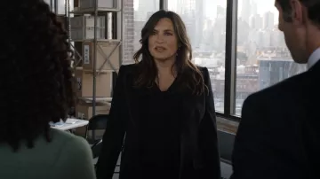 NYDJ Pintuck Blouse in black worn by Olivia Benson (Mariska Hargitay) as seen in Law & Order: Special Victims Unit outfits (Season 23 Episode 3)