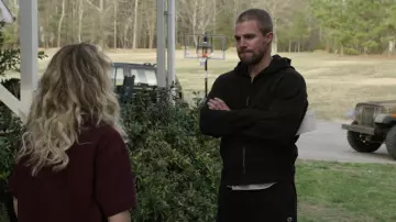 Champion short in black worn by Jack Spade (Stephen Amell) as seen in Heels TV wardrobe (Season 1 Episode 7)