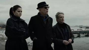 Marni Belted checked wool-gabardine coat worn by Mabel Mora (Selena Gomez) as seen in Only Murders in the Building TV series (Season 1 Episode 8)