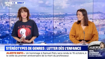 Le t-shirt Aren't You Going To Say Hello? du film It porté par Candice Mahout dans Le Live Toussaint sur BFMTV