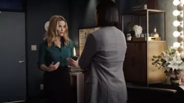 Gucci GG jacquard shirt in green worn by Bradley Jackson (Reese Witherspoon) as seen in The Morning Show TV show outfits (Season 2 Episode 4)