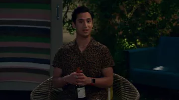 Banks Journal Wilder S/S Woven Shirt in leopard print worn by Jayden (Michael Hsu Rosen) as seen in Pretty Smart (S01E09)