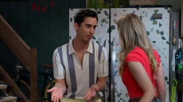 Reiss Leo striped cotton-blend polo top worn by Jayden (Michael Hsu Rosen) as seen in Pretty Smart Tv series wardrobe (S01E09)
