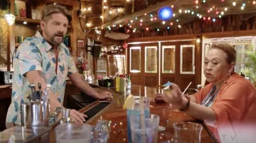 Party Pants Champions Blend Pink Short Sleeve Button Up Shirt worn by Rick (Zachary Knighton) as seen in Magnum P.I. TV show outfits (S04E02)