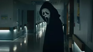 Ghostface mask worn by The Killer as seen in Scream 2022 movie 