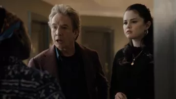 Jennifer Fisher Mini Samira Hoops Gold Earrings worn by Mabel Mora (Selena Gomez) as seen in Only Murders in the Building (S01E09)