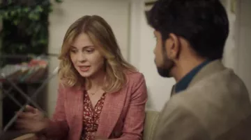 Madewell Silk Button-Sleeve Top in Spring Prairie worn by Samantha (Rose McIver) as seen in Ghosts TV series wardrobe (Season 1 Episode 1)