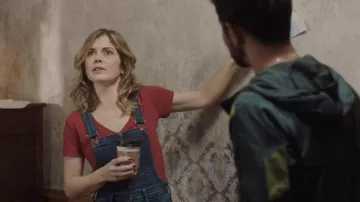 Madewell Indigo Straight Leg Overalls in denim worn by Samantha (Rose McIver) as seen in Ghosts TV series wardrobe (S01E01)