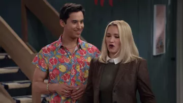 Tunevuse Fruit and Floral Print Button Down Hawaiian Shirt worn by Jayden (Michael Hsu Rosen) as seen in Pretty Smart (S01E01)