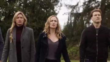 Mackage Freda Suede Jacket worn by Sara Lance (Caity Lotz) as seen in DC's Legends of Tomorrow TV series outfits (Season 7 Episode 1)