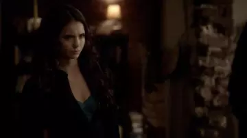 Guess Tubular Corset Top in blue worn by Elena Gilbert (Nina Dobrev) in The Vampire Diaries TV series outfits (S02E20)