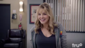 Aviator Nation Women's Five-Stripe Zip-Front Hoodie worn by Lucy McConky (Hassie Harrison) as seen in Tacoma FD TV series wardrobe (S03E01)