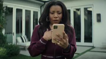 The Kooples Burgundy jacket with Zipper and Logo Band worn by Sherry (Shalita Grant) as seen in You TV series outfits (Season 3 Episode 3)