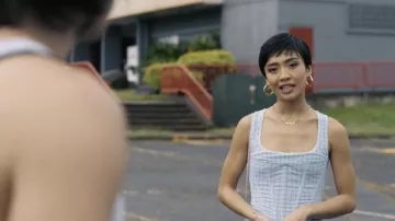 Miaou Campbell Top in Blue Plaid worn by Margot (Brianne Tju) as seen in I Know What You Did Last Summer Tv series (S01E02)