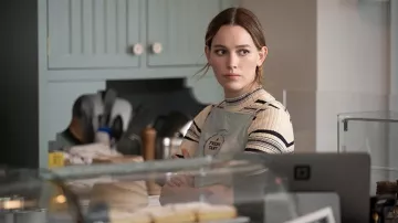 Theory Striped turtleneck Pullover top worn by Love Quinn (Victoria Pedretti) as seen in You Tv series outfits (Season 3 Episode 2)