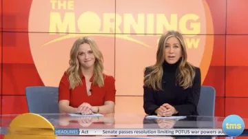 Stella McCartney Blair Dress in red worn by Bradley Jackson (Reese Witherspoon) as seen in The Morning Show TV series wardrobe (S02E05)