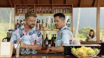 Monterey Club Dry Swing Melang Mint and Navy Polo Shirt worn by Rick / Orville Wright (Zachary Knighton) as seen in Magnum P.I. TV series outfits (S04E03)